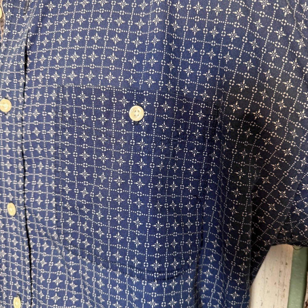 Rough Stock Panhandle Slim Mens XL Blue Geometric Cotton Button Up Shirt Western - Picture 8 of 11